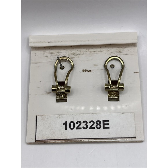 Vintage Etienne Aigner Gold Tone Round Earrings - Picture 4 of 5